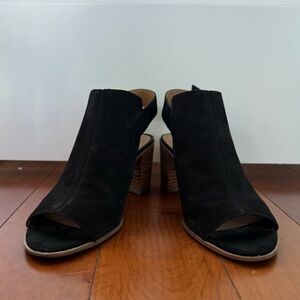 Franco Sarto Black Peep-Toe Ankle Booties